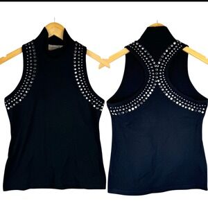 Edgy Y2K 2000s Black Studded Top Womens Size Medium Punk Clubwear Party USA